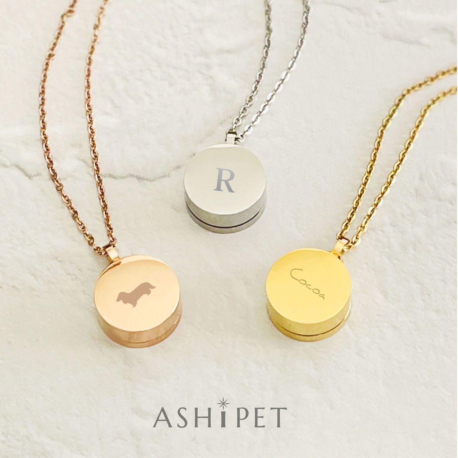 【名入れ 刻印】遺骨ペンダント（サークル）ASHIPET